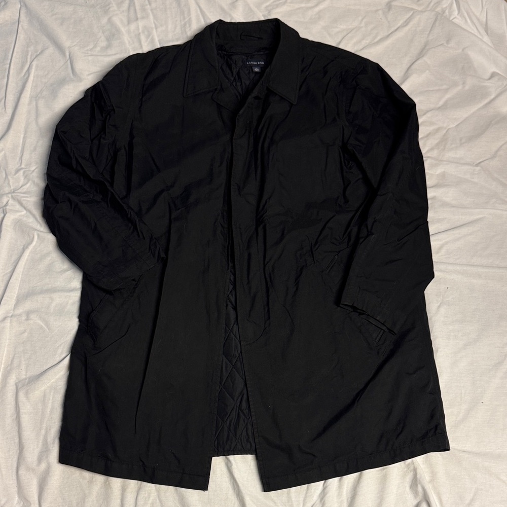 Lands' End Men's Black Trench Coat